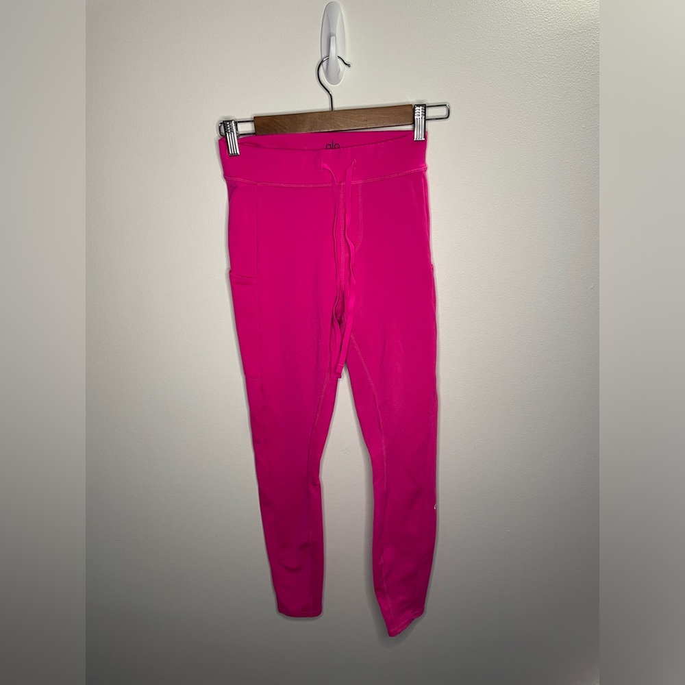 ALO Yoga Hot Pink High Waist 7/8 Checkpoint Leggings Pockets